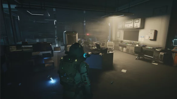 In "Evotinction" infiltrieren wir eine verlassene Forschungsstation. Die Spielatmosph&auml;re dabei ist faszinierend. - &copy; Spikewave Games