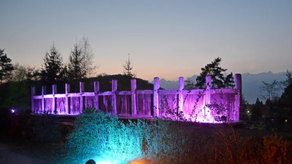 Magische Szenerie: Durch farbige Strahler wird das Museumsgel&auml;nde in buntes Licht getaucht. - &copy; Sibylle Kemna