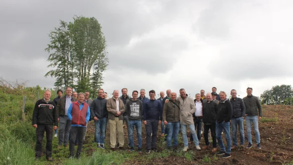 Pflanzten Bäume: Lionsfreunde aus Detmold und Oldenzaal mit Forstdirektor Ulrich Braun (links) und den Präsidenten der Clubs Dr. Dirk Härtel (10. v. r.) und Hilko Hooijer (9. v. r.). - © Lions Detmold