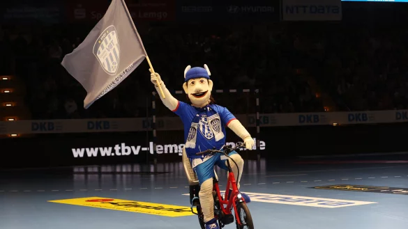 Auch das Maskottchen gab sich am Samstagabend k&auml;mpferisch. - &copy; Paul Cohen