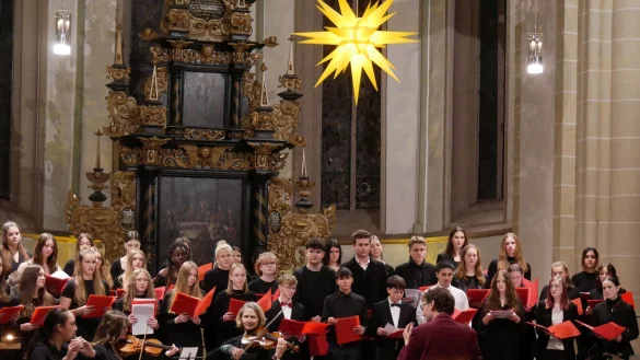 Tausend Sterne sind ein Dom. Der Oberstufenchor unter Leitung von Frank Schreiber wird von einem kleinen Instrumentalensemble begleitet. - &copy; Thomas Kr&uuml;gler