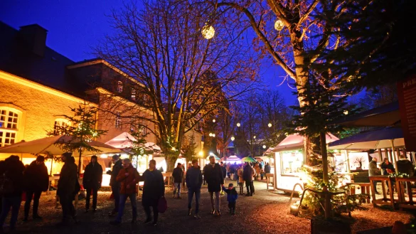 Der "Weihnachtsmarkt im Schlosspark" auf dem Schlo&szlig;platz kommt gut bei den Besuchern an. - &copy; Nicole Ellerbrake