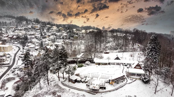 Winterzeit ist Arbeitszeit auf der Adlerwarte in Berlebeck. Derzeit bringt das Mitarbeiterteam tonnenweise Sand, Mutterboden und Kies auf das Gel&auml;nde. - &copy; Torben Gocke