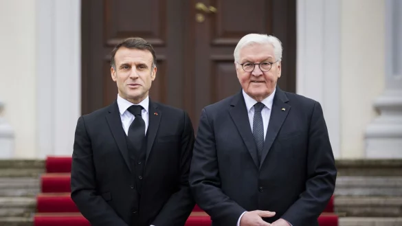 Bundespr&auml;sident Frank-Walter Steinmeier wird Emmanuel Macron - so wie hier am Schloss Bellevue - auch in M&uuml;nster begr&uuml;&szlig;en. - &copy; Christoph Soeder