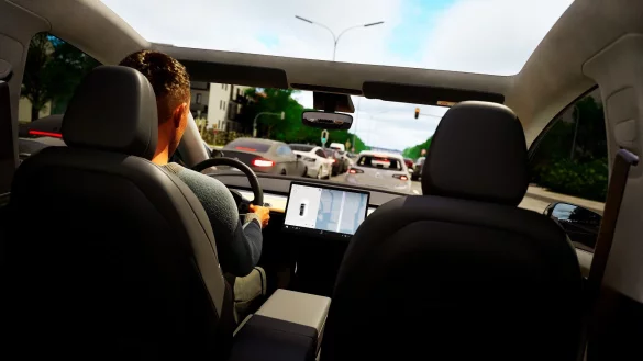 In "CityDriver" kann man die Stadt M&uuml;nchen erkunden &ndash; oder Missionen erledigen, wie Freunde zum gemeinsamen Restaurantbesuch abzuholen. - &copy; Screenshot