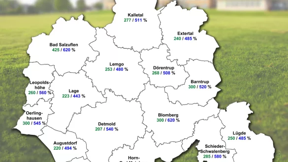 Laut it.NRW haben Landwirte (gr&uuml;n) und Hauseigent&uuml;mer (blau) diese Hebes&auml;tze 2020 gezahlt.  Aktuellere Daten liegen noch nicht vor. - &copy; Pixabay / Grafik: Meike Groppe