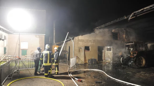 Der Brand eines Schweine-Aufzuchtstalls auf einem Bauernhof in Levern in der Nacht zum Ostermontag 2021 ist vors&auml;tzlich gelegt worden. Zu dieser Feststellung kam ein Brandursachensachverst&auml;ndiger. - &copy; joern spreen-ledebur