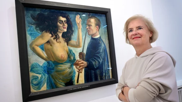 Otto Dix malte sein &bdquo;Selbstbildnis mit Muse&ldquo; im Jahr 1924. Das Bild z&auml;hlt zu einem der H&ouml;hepunkte in der Ausstellung &bdquo;Expressionismus in Kunst und Film&ldquo; im Kunstforum Hermann Stenner. - &copy; Barbara Franke