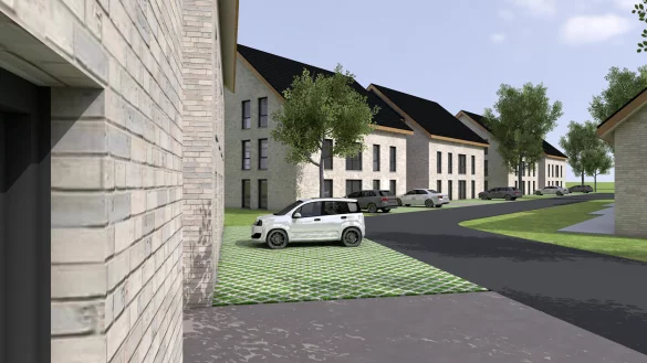 So sehen Planer die Zukunft im Bebauungsgebiet Humfeld: Eine Kombination aus verschiedenen Hausgr&ouml;&szlig;en, die verschiedene Wohnbed&uuml;rfnisse bedienen und sich der landschaftlichen Umgebung anpassen. - &copy; Exclusiv Architektur