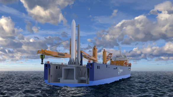 Visualisierung: Gestartet werden soll von einem Spezialschiff aus in der Nordsee. - &copy; German Offshore Spaceport Alliance