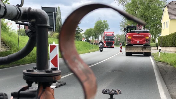 Die B66 ist in Richtung H&ouml;rstmar momentan gesperrt, da der Radweg saniert wird. - &copy; Till Brand