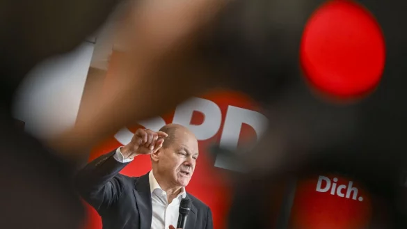 Bundeskanzler Olaf Scholz kam 2022 mehrfach zur Wahlkampf-Unterst&uuml;tzung nach NRW. - &copy; Jens Kalaene