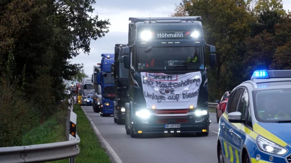 &Uuml;ber mehr als zwei Kilometer zog sich der lange Zug. Mit lautem Hupen machten sie auf sich aufmerksam. - &copy; Katharina Eisele