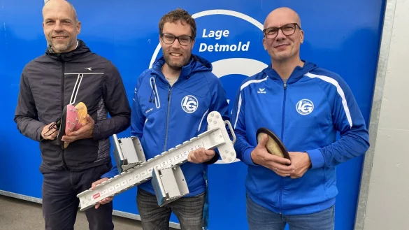 F&uuml;r die Deutschen Meisterschaften in Lage sind Cord Eickmeyer (von links, M50) sowie Sven Obenhaus und Mirko Rulle vom M30-Team bereit. - &copy; Sebastian Lucas