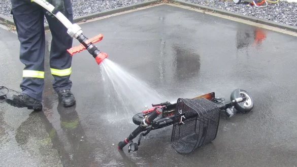 Der Akku dieses Scooters hatte gebrannt. - &copy; Feuerwehr Leopoldsh&ouml;he