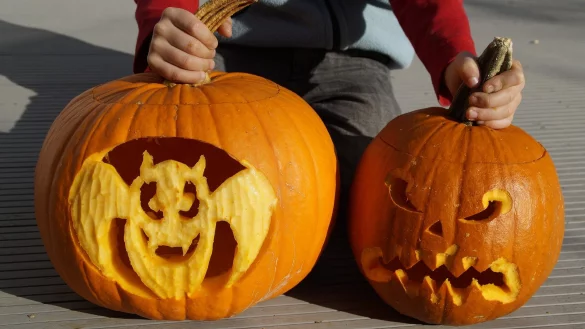 Mit schaurig-sch&ouml;nen Schnitzereien werden die K&uuml;rbisse versch&ouml;nert. - &copy; Pixabay