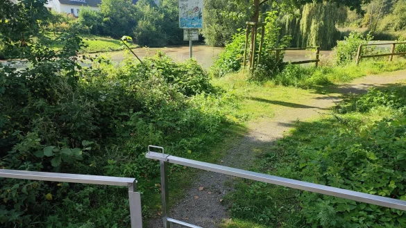 Noch ist der Zugang zum Gel&auml;nde um den M&uuml;hlenteich lediglich durch ein leicht zu &ouml;ffnendes Metalltor gesichert, doch schon in ein paar Wochen wird hier ein 1,40 Meter hoher Zaun stehen. - &copy; Anastasia von Fugler