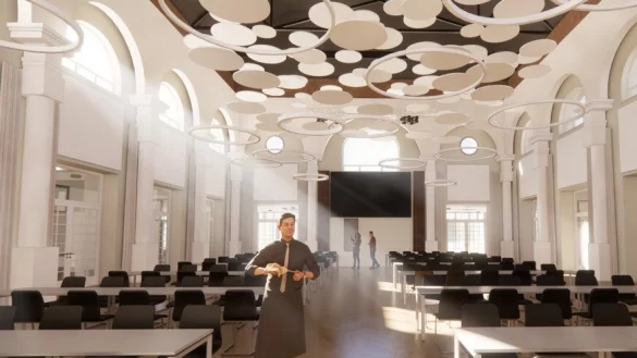 Im Galasaal, der erhalten bleiben soll, sollen k&uuml;nftig Tagungen und Kongresse stattfinden. - &copy; Firma Eggersmann