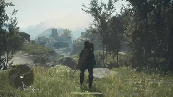 In einer ersten Vorschauversion von „Dragon’s Dogma 2“ erkunden wir mit unserer Bogenschützin eine mittelalterliche Fantasy-Welt. - © Capcm