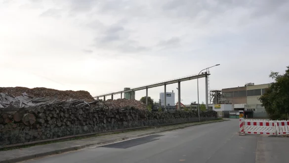 F&uuml;r das ehemalige Hornitex-Gel&auml;nde gilt eine Ver&auml;nderungssperre. Dort sollten sich perspektivisch Unternehmen rund um die Produktion und die Nutzung von Wasserstoff ansiedeln. Der Abriss der Hallen hinten im Bild war aber m&ouml;glich, weil der &ouml;lverseuchte Boden unter ihnen saniert werden muss und das die Standsicherheit der Hallen gef&auml;hrdet h&auml;tte. - &copy; Archivfoto: Jost Wolf