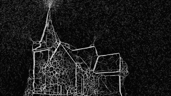 So &auml;hnlich stellen sich die "RaumZeitPiraten" ihre Installation auf der Reelkirchener Kirche vor. - &copy; Rechte: RaumZeitPiraten