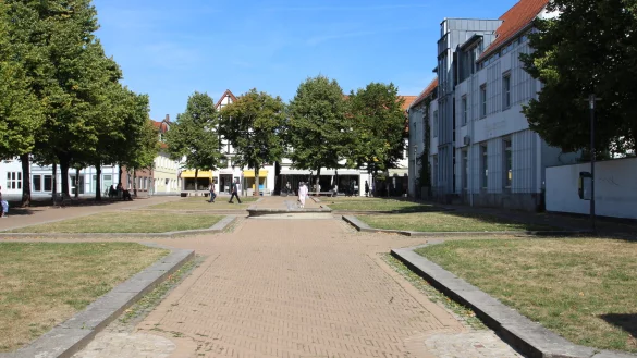 Der Lippegarten im September 2022: trockener Rasen, aber dafür kann ja niemand etwas. Das Fehlen der Rosentore fällt hingegen schon auf. - © Jens Rademacher