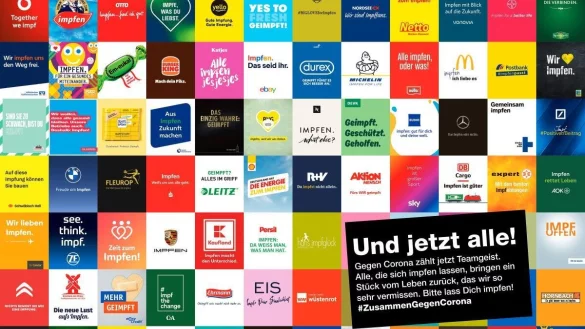 Einige Teilnehmer und ihre Slogans für die Impfkampagne. - © Antoni