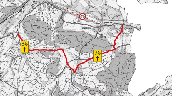 Der nicht verkehrssichere Wanderweg ist zun&auml;chst bis Ende Mai gesperrt. W&auml;hrend Fu&szlig;g&auml;nger einen vergleichsweise geringen Umweg unterhalb der L781 nehmen k&ouml;nnen, ist f&uuml;r Radfahrer eine deutlich l&auml;ngere Umleitung ausgewiesen. - &copy; Anja Imig