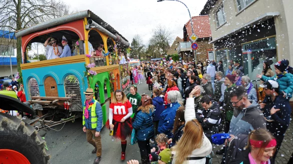 Die Besucher jubeln den 12 Festwagen und 35 Fu&szlig;gruppen von der Seite aus zu. - &copy; Nicole Ellerbrake