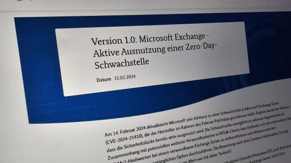 Das Bundesamt f&uuml;r Sicherheit in der Informationstechnik hat am 15. Februar eine Warnung von Microsoft ver&ouml;ffentlicht. - &copy; Astrid Sewing