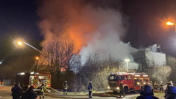 Als vor gut einem Jahr der holzverarbeitende Betrieb in Blomberg lichterloh brannte, gaben Feuerwehren aus der ganz Umgebung unter Einsatz ihres Lebens ihr Bestes. - &copy; Freitag TV