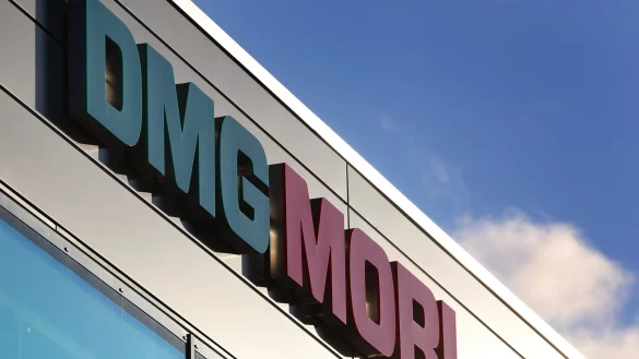 Das Logo des japanisch-deutschen Werkzeugmaschinenbauers DMG Mori. - &copy; picture alliance/dpa