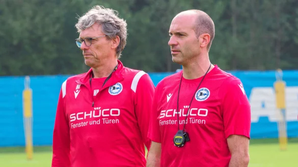 Michael Henke (l.) und Daniel Scherning haben bei Arminia Bielefeld keinen Vertrag mehr. - © Andreas Zobe
