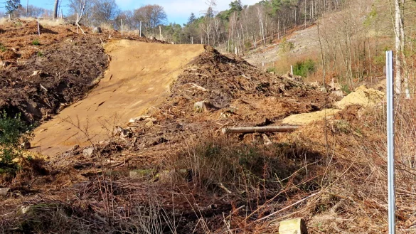 Die Mountainbikestrecke am Naturfreundehaus nimmt Form an. Dass sie legalisiert wurde, ist nicht zuletzt der Kooperationsbereitschaft der Forstbeh&ouml;rde zu verdanken. Foto: Gunter Held - &copy; Gunter Held