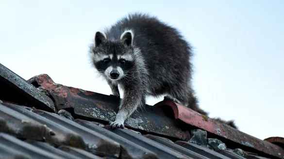 Waschb&auml;r auf dem Dach - &copy; Foto: Britta Pedersen/dpa-Zentralbild/dpa