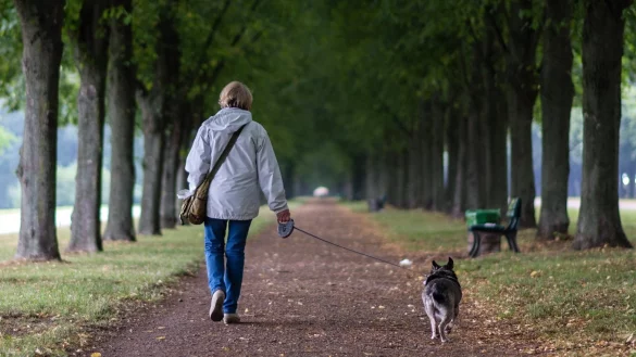 Spazierg&auml;ngerin mit Hund - &copy; Foto: Sebastian Gollnow