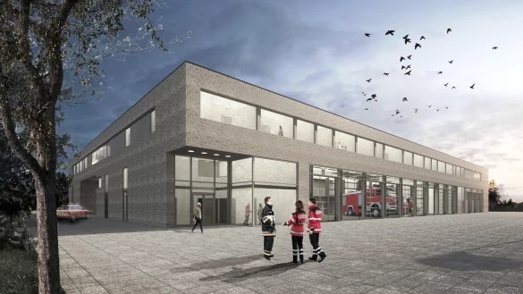 Auch die neue Hauptfeuerwache, die an der Lockhauser Stra&szlig;e in Aspe entsteht, wird Teil der neuen Geb&auml;udewirtschaft der Stadt werden. Die Investition hier betr&auml;gt hier knapp 20 Millionen Euro. Erster offizieller Spatenstich war im vergangenen Dezember, die Fertigstellung ist f&uuml;r Fr&uuml;hjahr 2023 geplant - &copy; Stadt Bad Salzuflen