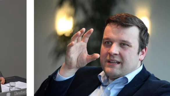 Am Rednerpult im Bundestag: Kerstin Vieregge. Da m&ouml;chte Lars Brakhage gern auch mal stehen. - &copy; Olaf Kosinsky/Bernhard Preuss