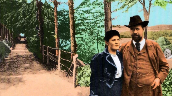 Max und Marianne Weber auf dem Philosophenweg in Oerlinghausen: Die beiden mochten das beschauliche Leben am Tönsberg. - © Repro: Horst Biere/Quelle: Marianne-Weber-Institut