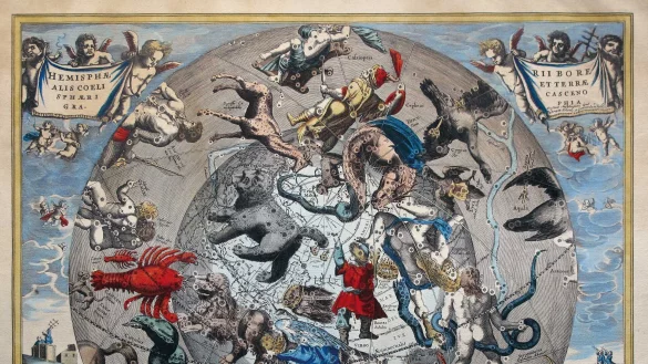 Andreas Cellarius: Die Szenerie der n&ouml;rdlichen Halbkugel des Himmels und der Erde, 1660. - &copy; Weserrenaissance-Museum Schloss Brake