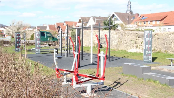 Die Calisthenics-Anlage am Eulenturm in Horn ist um einige Fitnessgeräte und eine weiche Trainingsfläche erweitert worden. Derzeit wird die Grünanlage hergerichtet. - © Cordula Gröne