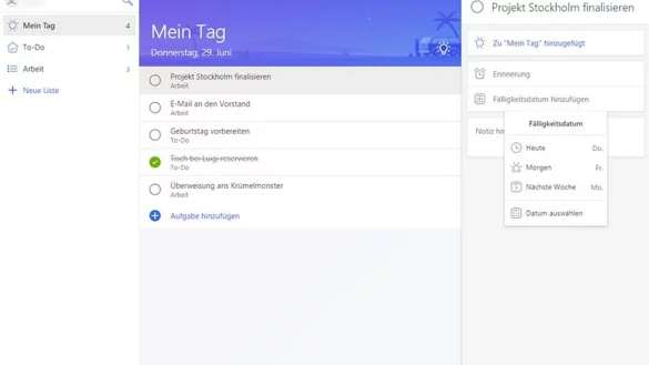 Microsofts To-Do - &copy; Foto: todo.microsoft.com/dpa