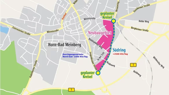 Der Südring würde nach Einschätzung des Büros SHP-Ingenieure rund 2500 Fahrzeuge am Tag aufnehmen. Die Nord-Süd-Achse durch Horn würde um 1450 Fahrzeuge täglich entlastet. Eine Aussage, ob und wie stark der Südring den Potthof entlasten würde, wagten die Ingenieure nicht zu sagen. Ob das Gewerbegebiet (ehemaliges Hornitex-Gelände) tatsächlich für 1600 Pkw-Fahrten am Tag gut ist und wohin und woher diese führen, war für sie ebenso schwer zu kalkulieren, da die künftige Nutzung des Gewerbegebietes derzeit noch völlig offen ist. - © Oliver Wendtland/Dieter Asbrock