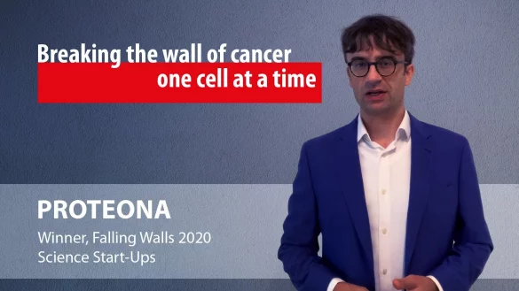 Preisträger Andreas Schmidt erklärt in einem Video der Berliner Konferenz, wie das von seiner Start-up-Firma Proteona entwickelte Krebsdiagnose-System funktioniert. - © Proteona