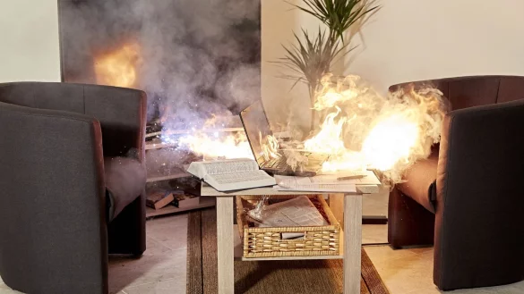 Notebook ger&auml;t in Brand - &copy; Foto: IFS/www.ifs-ev.org/dpa-tmn