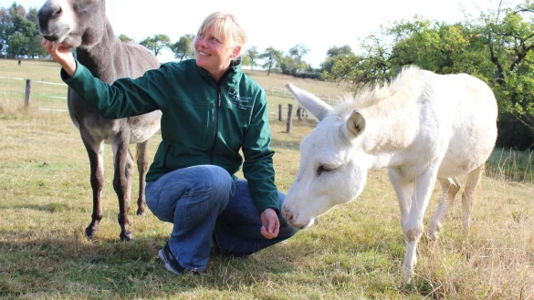 Verstehen sich blendend: Projektleiterin Gisela Krohn mit ihren tierischen Kollegen Rosalie und Olli. - &copy; Sandra Castrup