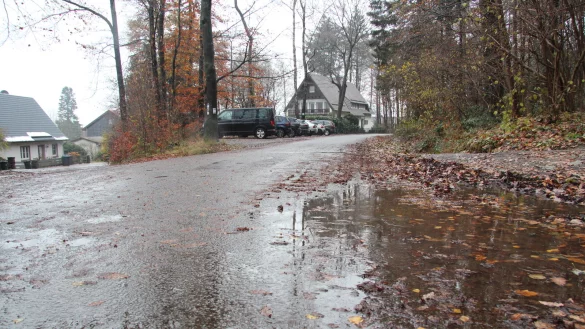 Die Stadt will die Stra&szlig;e Am B&auml;renstein in Holzhausen-Externsteine im kommenden Jahr ausbauen. - &copy; Cordula Gr&ouml;ne