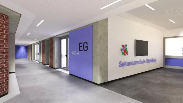 So werden die Schüler, Lehrer und andere Besucher nach dem Umbau an der Sekundarschule empfangen.
 - © BrandArchitekten PartGmbB