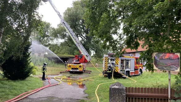 61 Einsatzkr&auml;fte sind am Donnerstagabend in die Dorfstra&szlig;e ausger&uuml;ckt. - &copy; Feuerwehr Lage