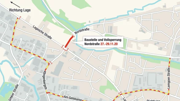W&auml;hrend die Nordstra&szlig;e gesperrt ist, gilt diese Umleitung. - &copy; Mediawerkstatt